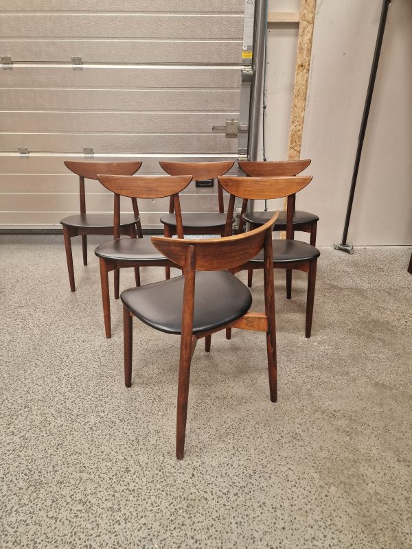 Seks spisestole i palisander, Harry Østergaard model 58
