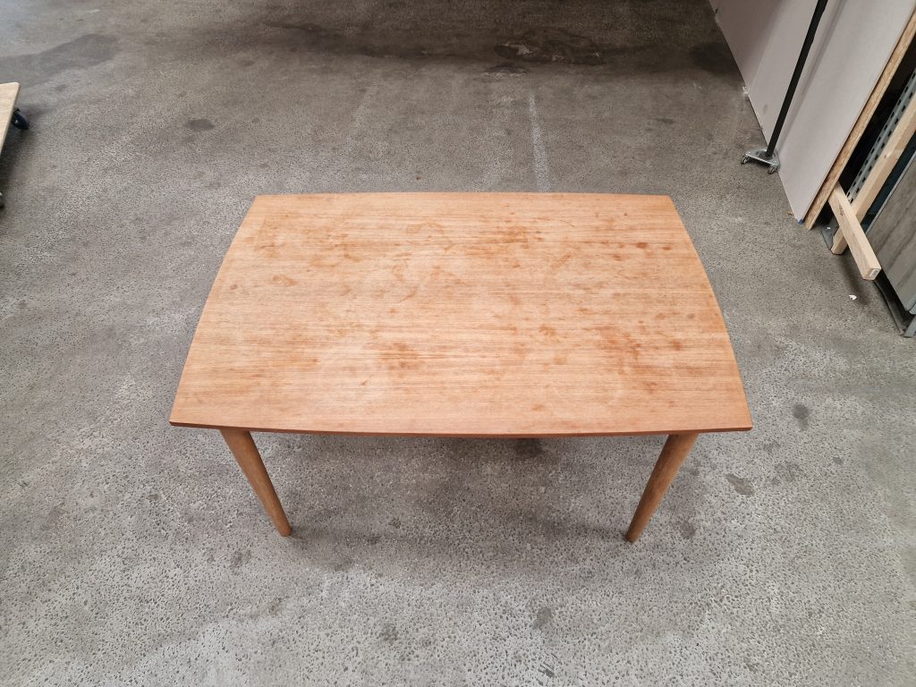 Spisebord med hollandsk udtræk, teak, bådformet — billede 7