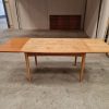 Spisebord med hollandsk udtræk, teak, bådformet