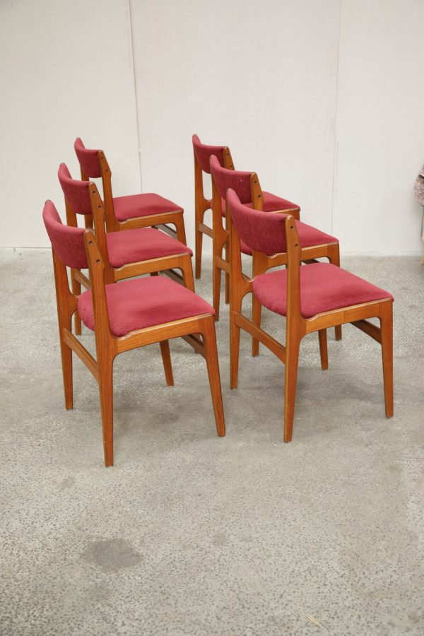 Seks spisestole, massiv teak, Erik Buch