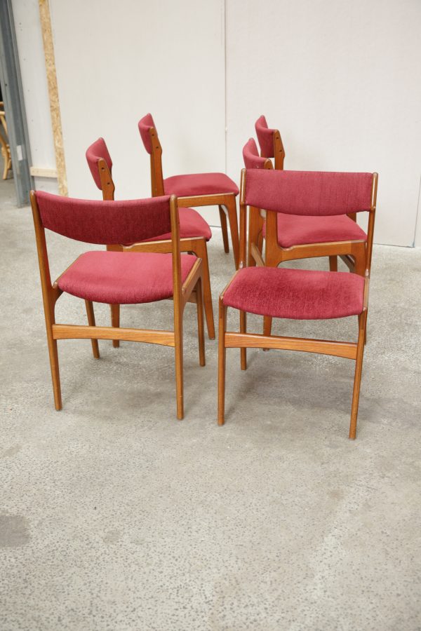Seks spisestole, massiv teak, Erik Buch