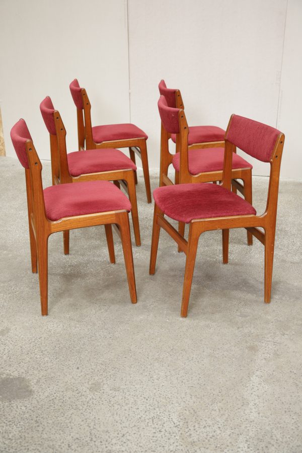 Seks spisestole, massiv teak, Erik Buch