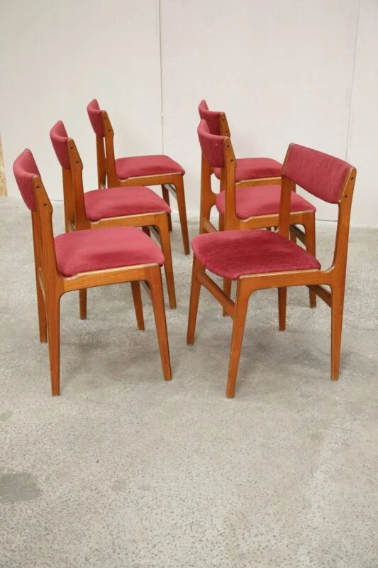 Erik Buch Seks spisestole, massiv teak, Erik Buch