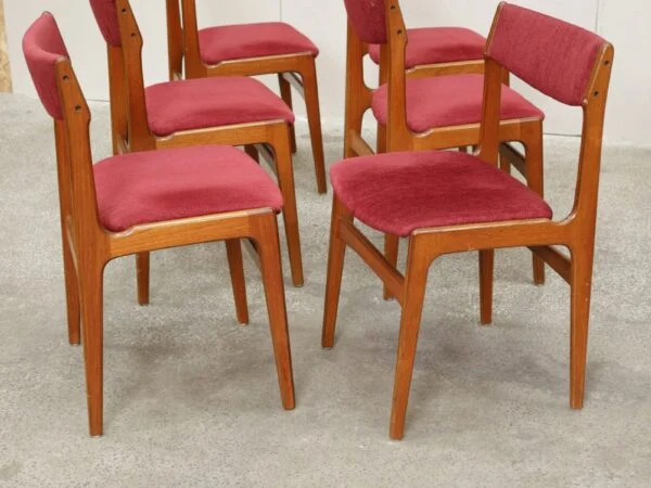 Seks spisestole, massiv teak, Erik Buch