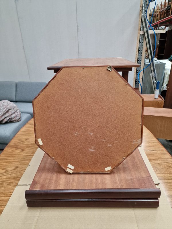 Ottekantet spejl, massiv teak