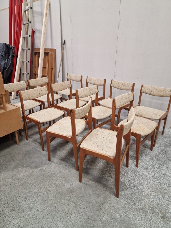 12 spisestole, teak, Erik Buch
