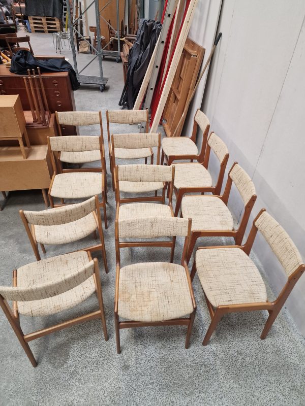 12 spisestole, teak, Erik Buch