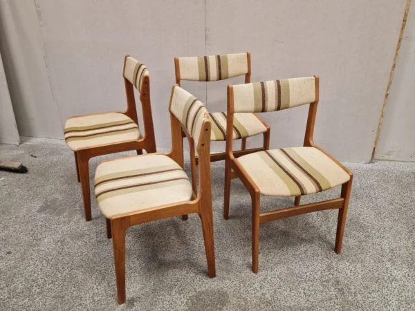 Fire spisestole, teak, Erik Buch