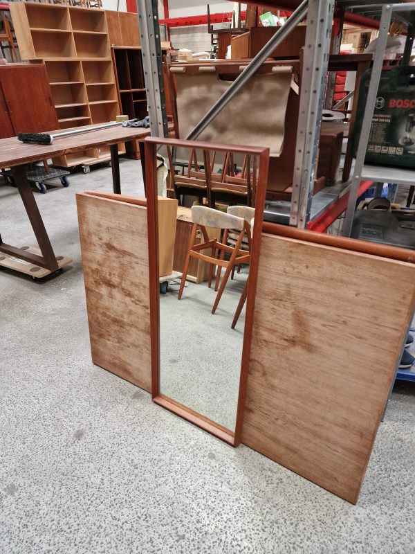 Spejl, teak, aflangt