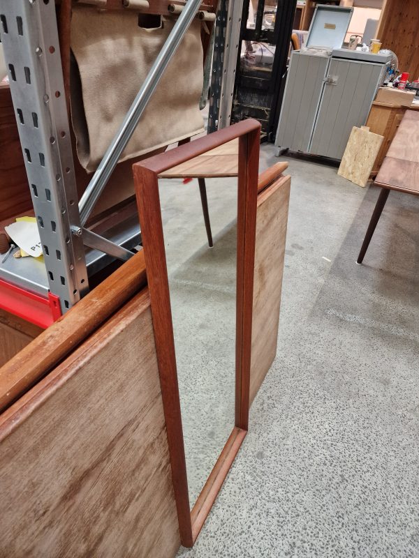 Spejl, teak, aflangt