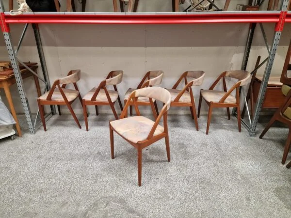 Seks spisestole i massiv teak, Kai Kristiansen model 31 — billede 8