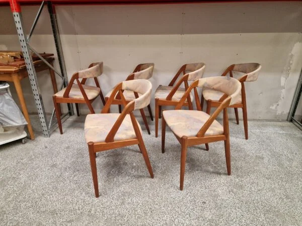 Seks spisestole i massiv teak, Kai Kristiansen model 31 — billede 6