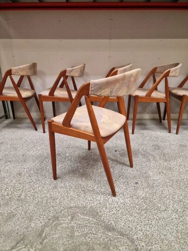 Seks spisestole i massiv teak, Kai Kristiansen model 31