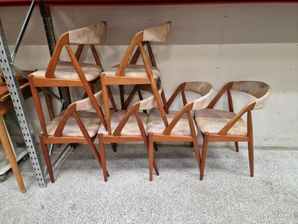 Seks spisestole i massiv teak, Kai Kristiansen model 31 — billede 2