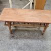 Sofabord i teak og egetræ med flethylde, til renovering — billede 2