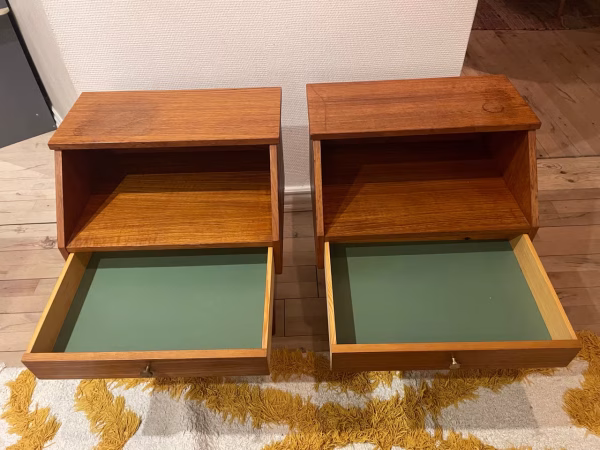 Sæt natborde, teak