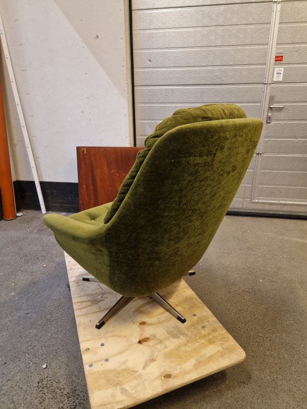 Lænestol på fempasfod, grøn velour