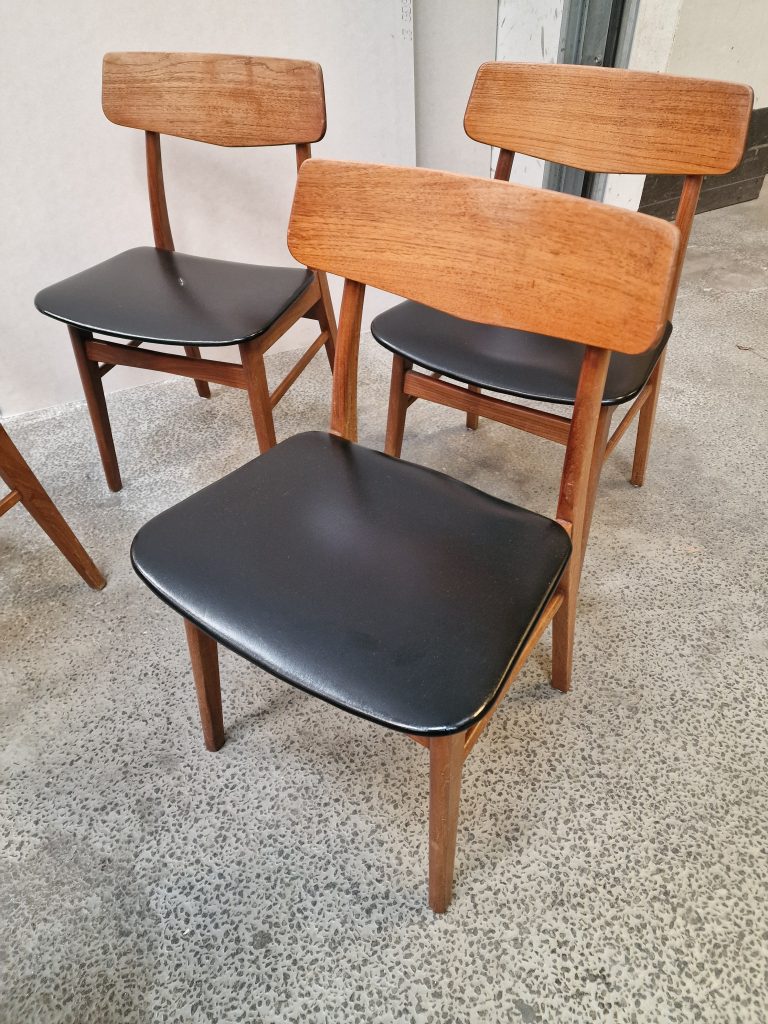 Fem spisestole i teak med skai — billede 6