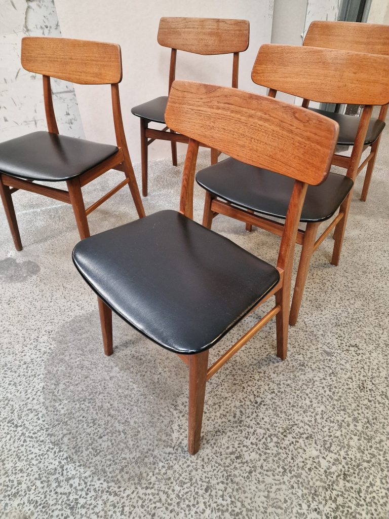Fem spisestole i teak med skai — billede 7