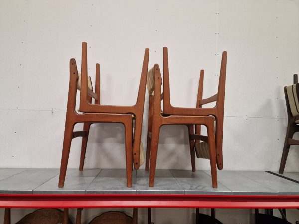 Fire Erik Buch spisestole, teak, til ompolstring