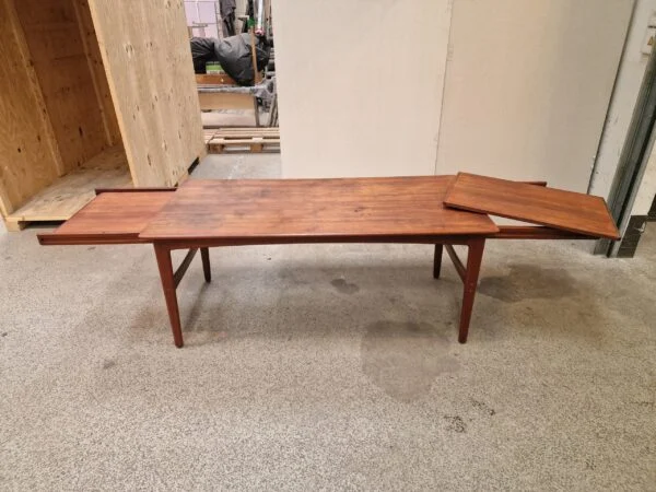 Spisebord med skjulte tillægsplader, teak — billede 5