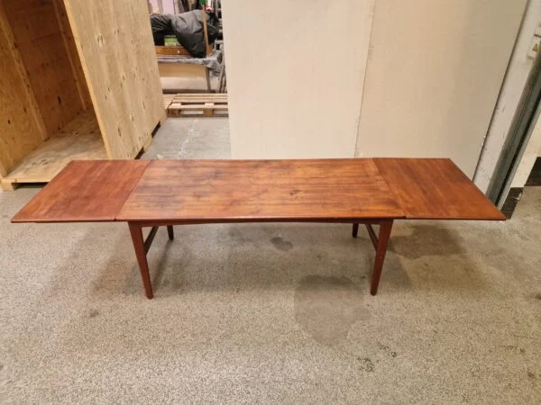 Spisebord med skjulte tillægsplader, teak — billede 7