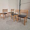Poul M. Volther model 350 Fire spisestole i massiv egetræ og sort sæde — billede 3