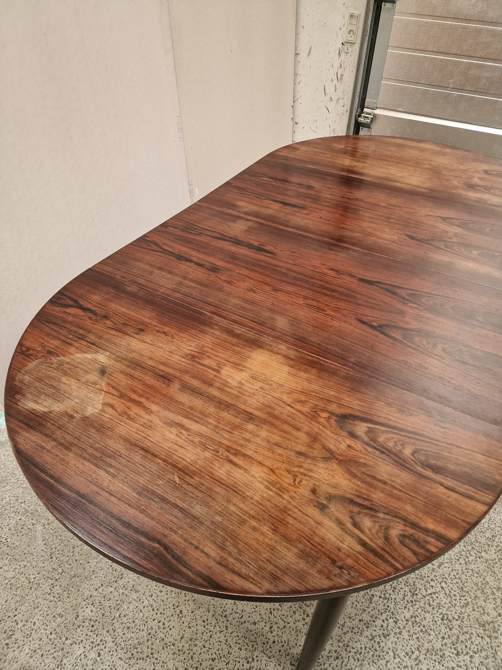 Rundt spisebord i palisander med tillægsplader, til renovering — billede 7
