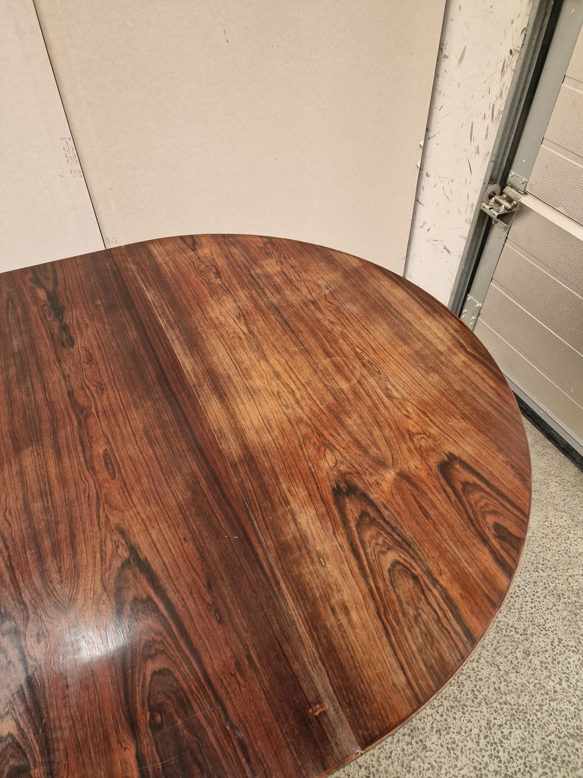 Rundt spisebord i palisander med tillægsplader, til renovering — billede 5