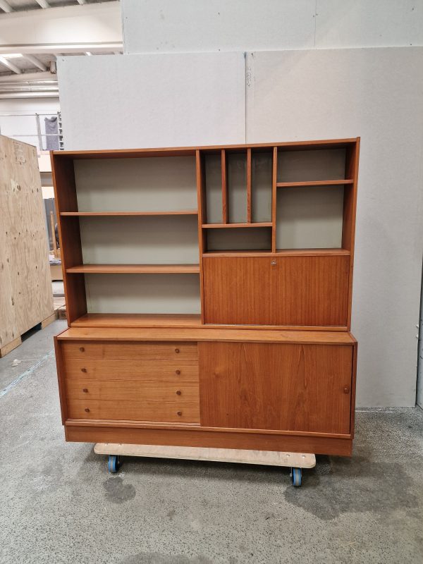 Skænk og bogreol med klap, teak