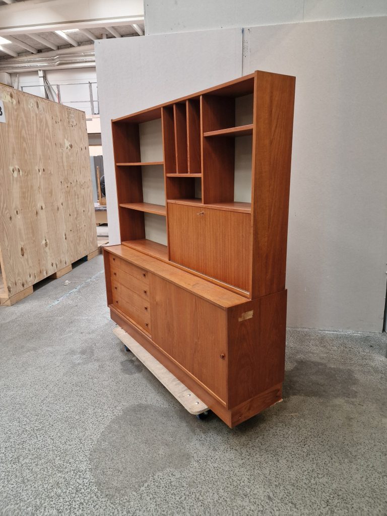 Skænk og bogreol med klap, teak — billede 4