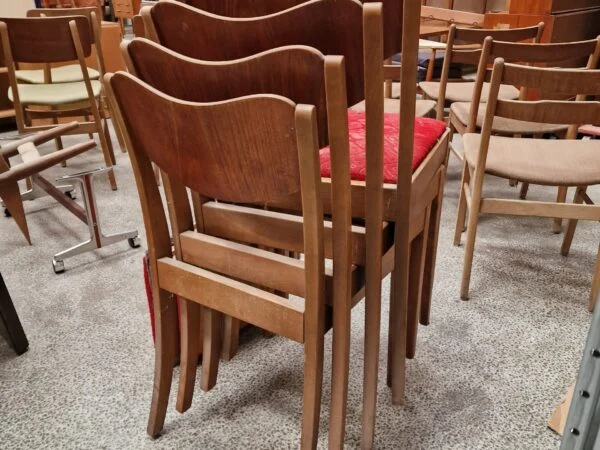 Fire spisestole, teak og bøg — billede 3