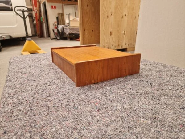Natbord med skuffe, teak — billede 4