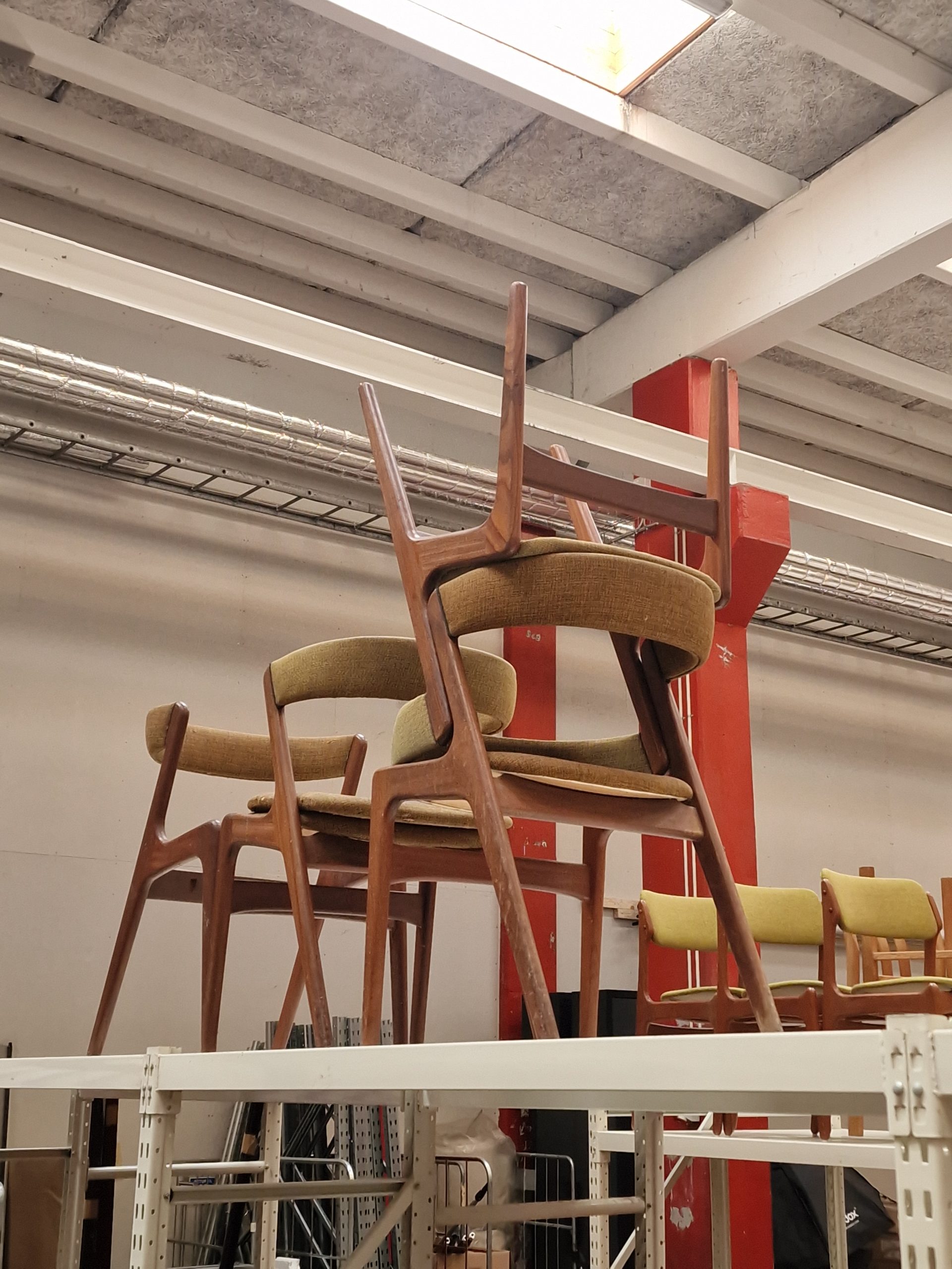 Kai Kristiansen/Anderstrup model T21 4 spisestole i massiv teak, til ompolstring og renovering, Kai Kristiansen/Anderstrup model T21