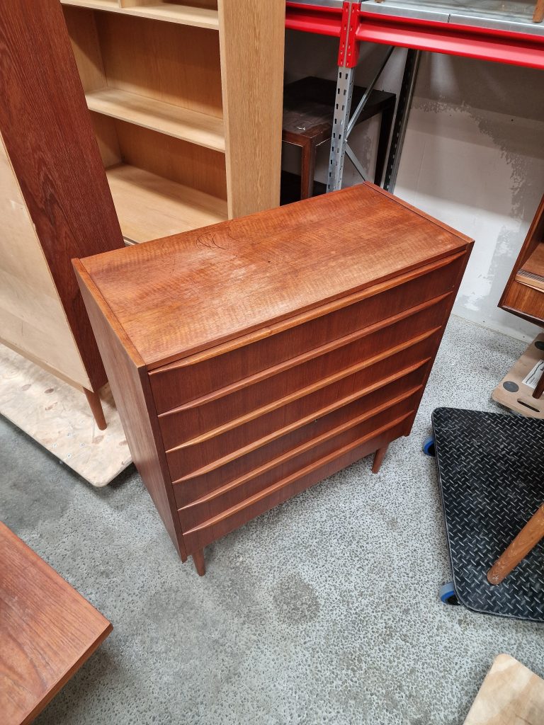 Kommode med seks skuffer, teak — billede 5