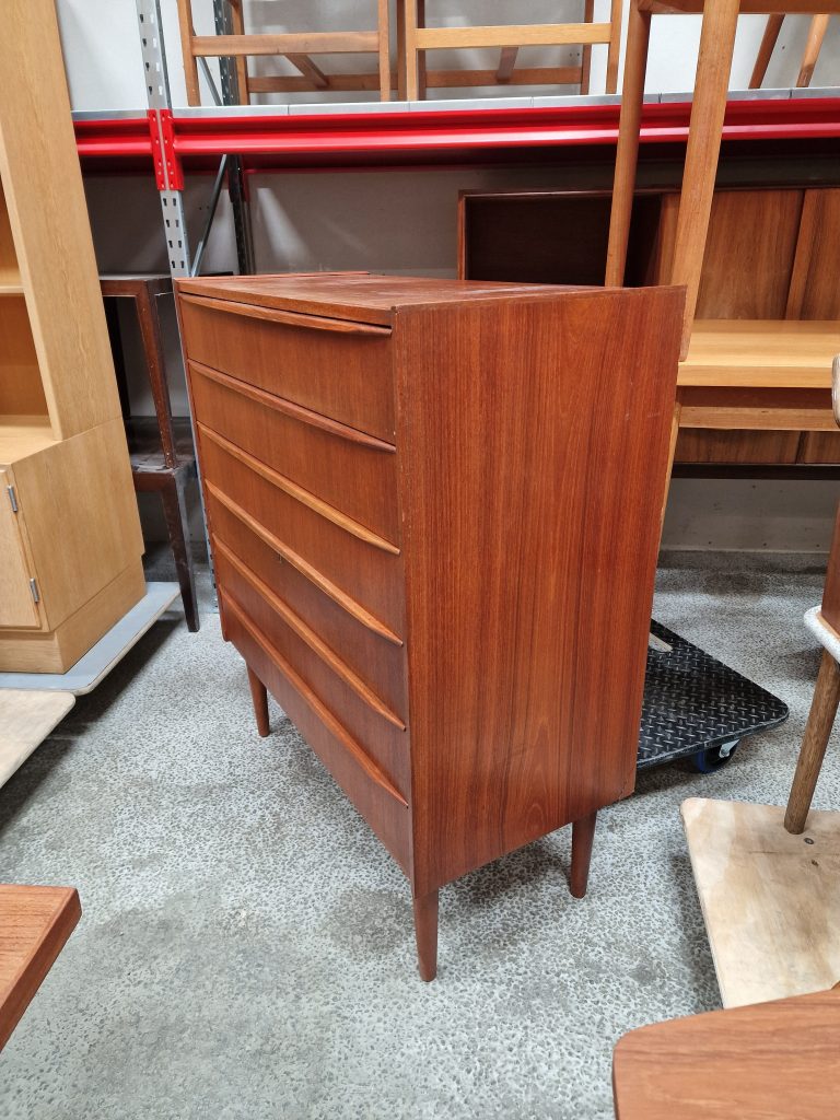 Kommode med seks skuffer, teak — billede 8