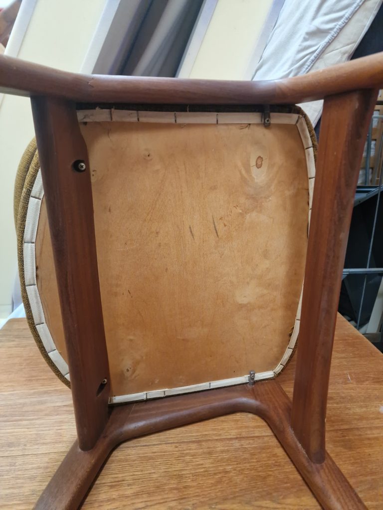 Kai Kristiansen/Anderstrup model T21 4 spisestole i massiv teak, til ompolstring og renovering, Kai Kristiansen/Anderstrup model T21 — billede 6