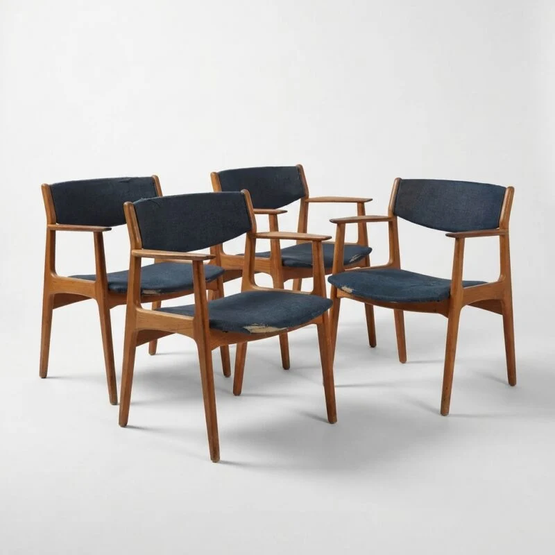 Henning Kjærnulf, model 317/318 4 stk Henning Kjærnulf armstole af teak model 317/318