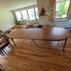Rundt spisebord med 4 tillægsplader, teak