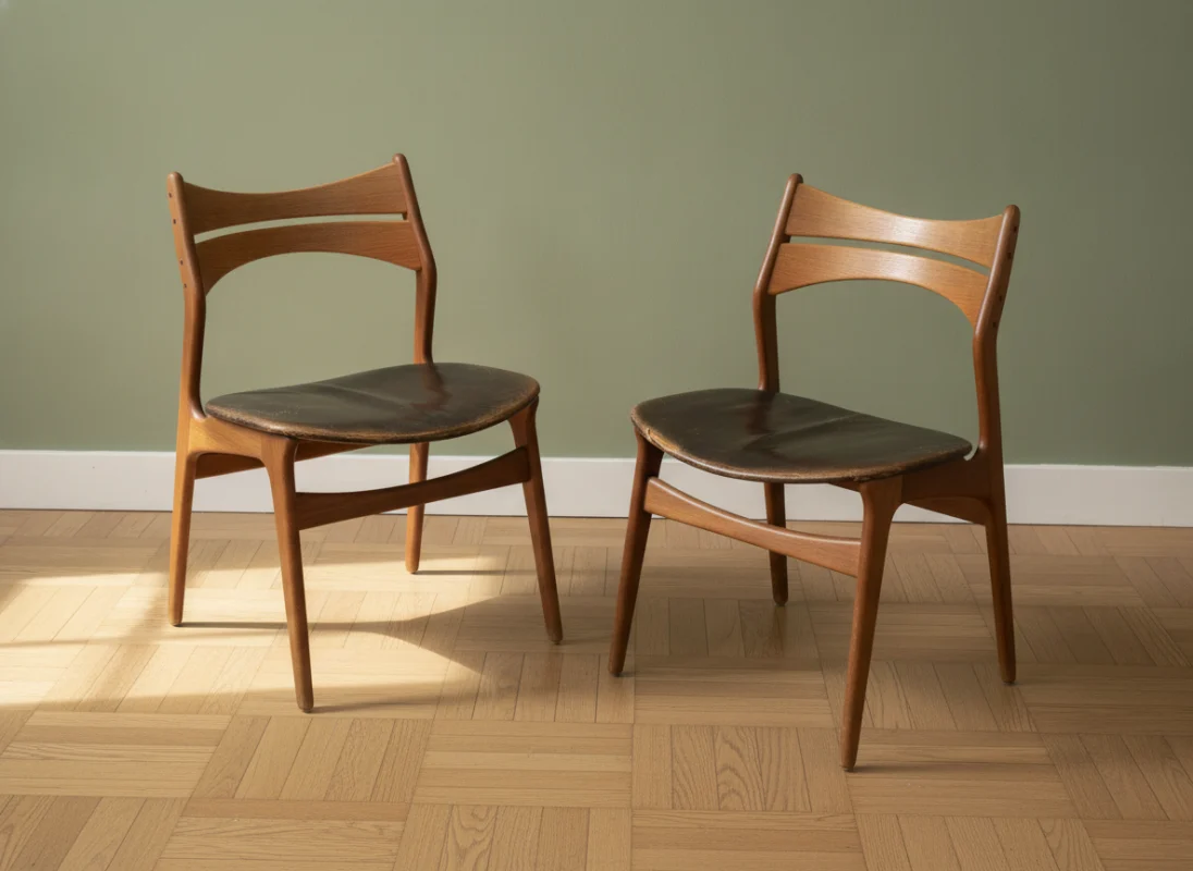 Erik Buch Erik Buch stole, model 310 – teak med sort læder