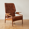 John Boné John Boné lænestol i teak og læder, 1960’erne