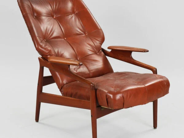 John Boné lænestol i teak og læder, 1960’erne