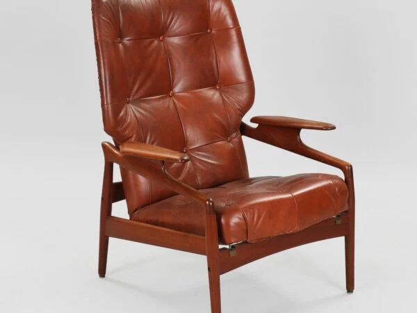 John Boné lænestol i teak og læder, 1960’erne