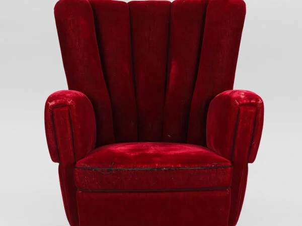 Overpolstret lænestol, bøg og velour, 1940-50 — billede 6