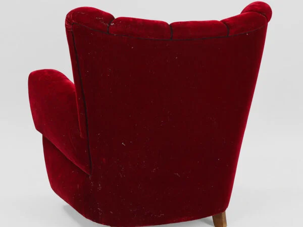 Overpolstret lænestol, bøg og velour, 1940-50