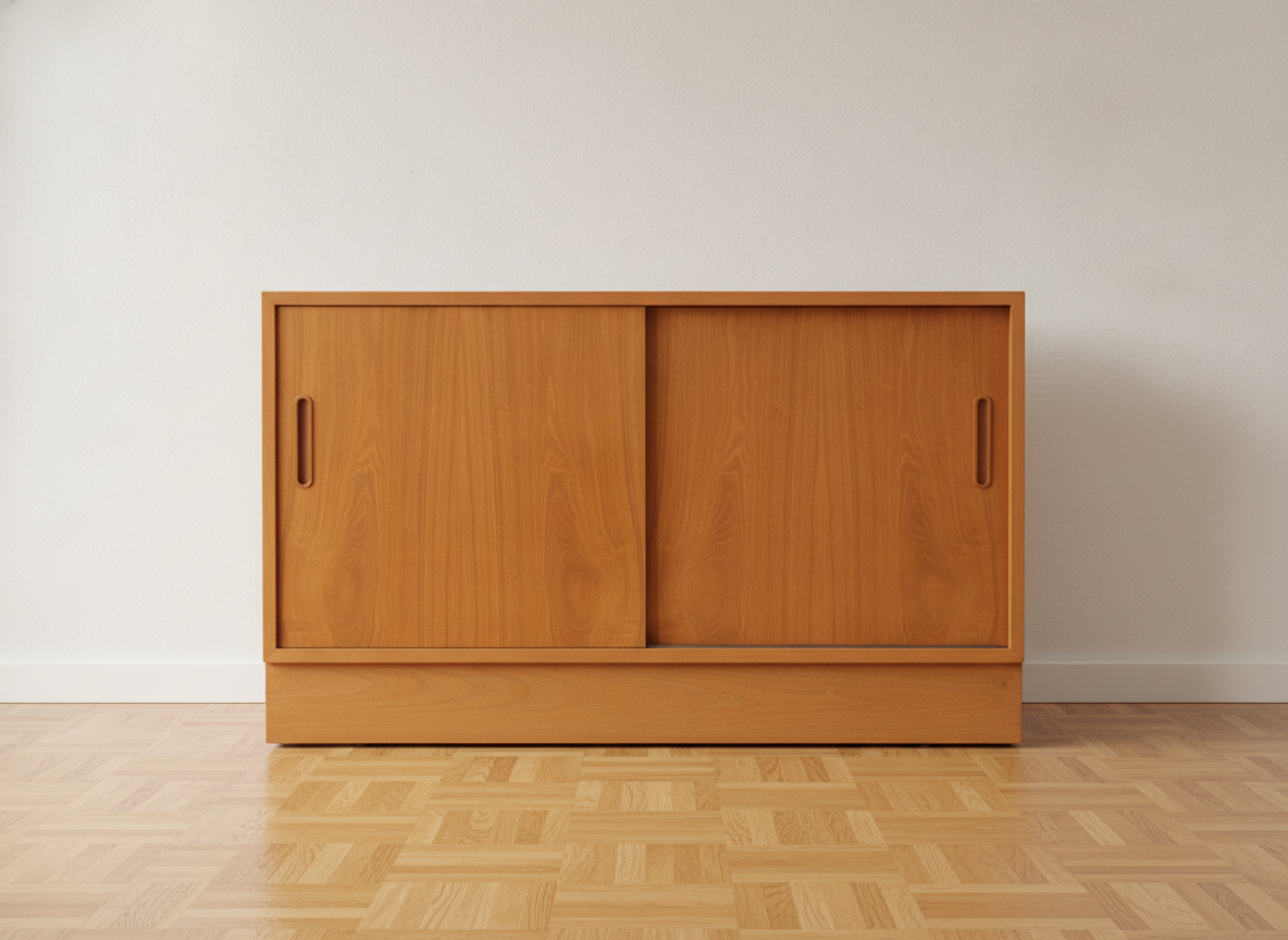 CARLO JENSEN. Lav skænk af teak, fremstillet hos Poul Hundevad. Stemplet. Danmark, 1970’erne.
