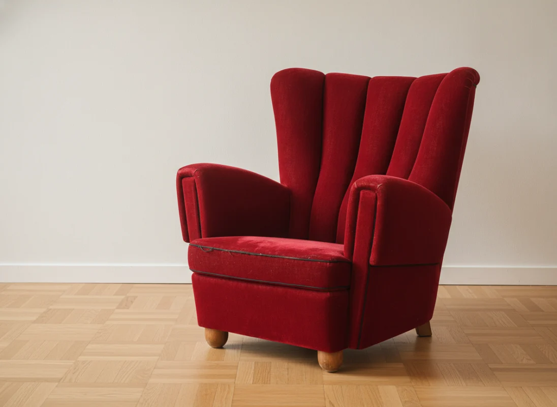 Overpolstret lænestol, bøg og velour, 1940-50