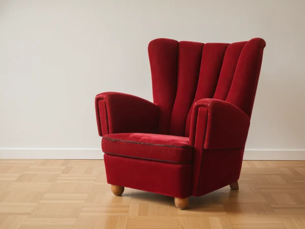 Overpolstret lænestol, bøg og velour, 1940-50