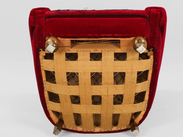 Overpolstret lænestol, bøg og velour, 1940-50 — billede 7