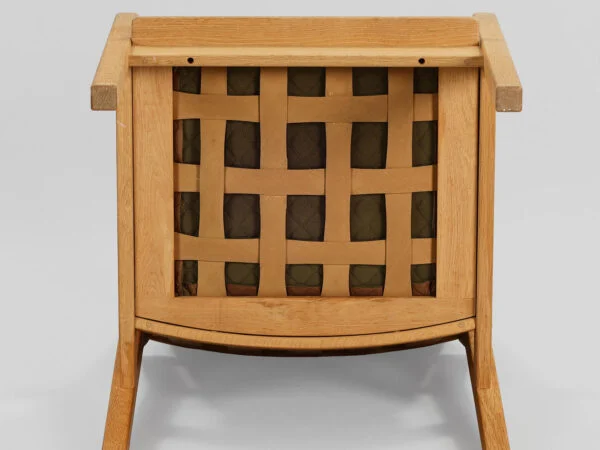 Sæt af to-personers sofa og en lænestol, massivt egetræ og stribet tekstil, dansk møbelproducent, 1950/60’erne, (2). — billede 7